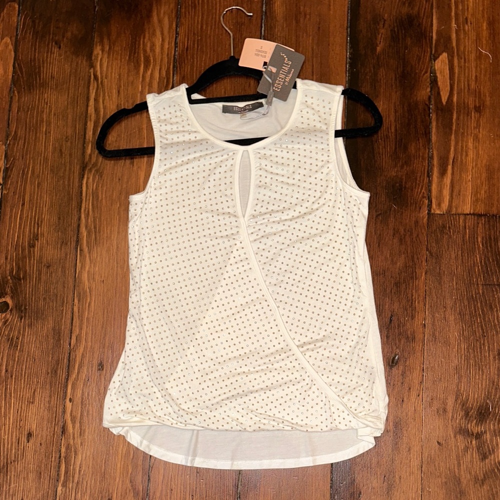 Essentials by Milano Cream Sleeveless Blouse